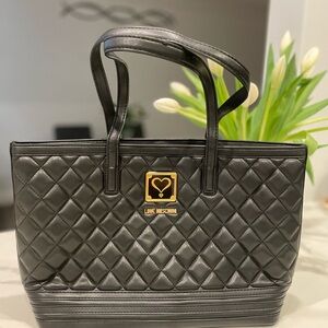 Love Moschino Napa Quilted Faux Napa Tote Bag in black
